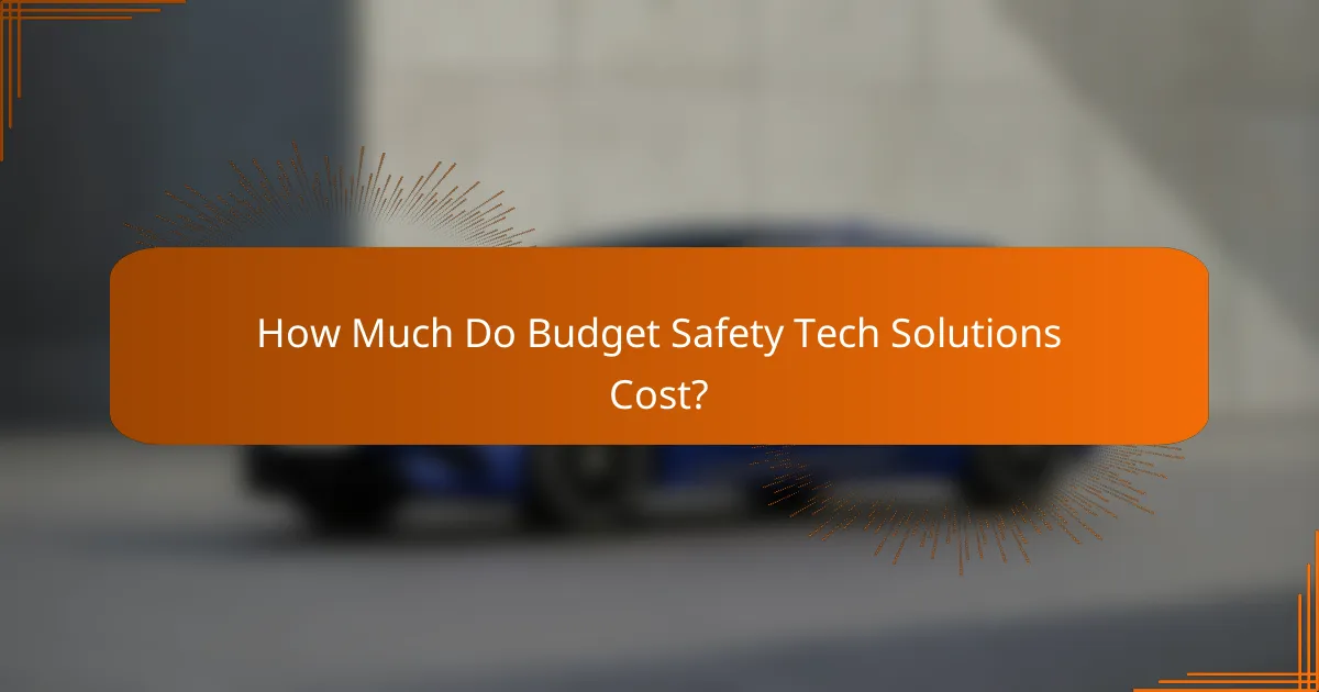 How Much Do Budget Safety Tech Solutions Cost?